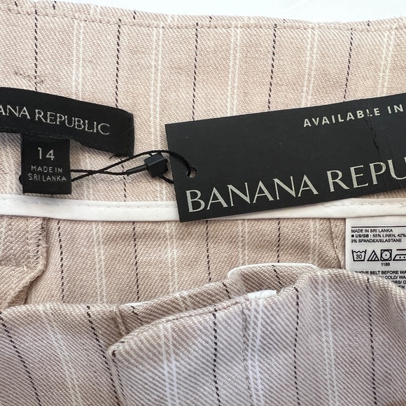 NWT Banana Republic Women's Linen High Rise, Striped, Belted Shorts Size 14 - Picture 5 of 5